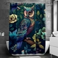 thumbnail image 2 of Owl Shower Curtain, Cloth Fabric Bathroom Decor Set with Hooks, 2 of 6