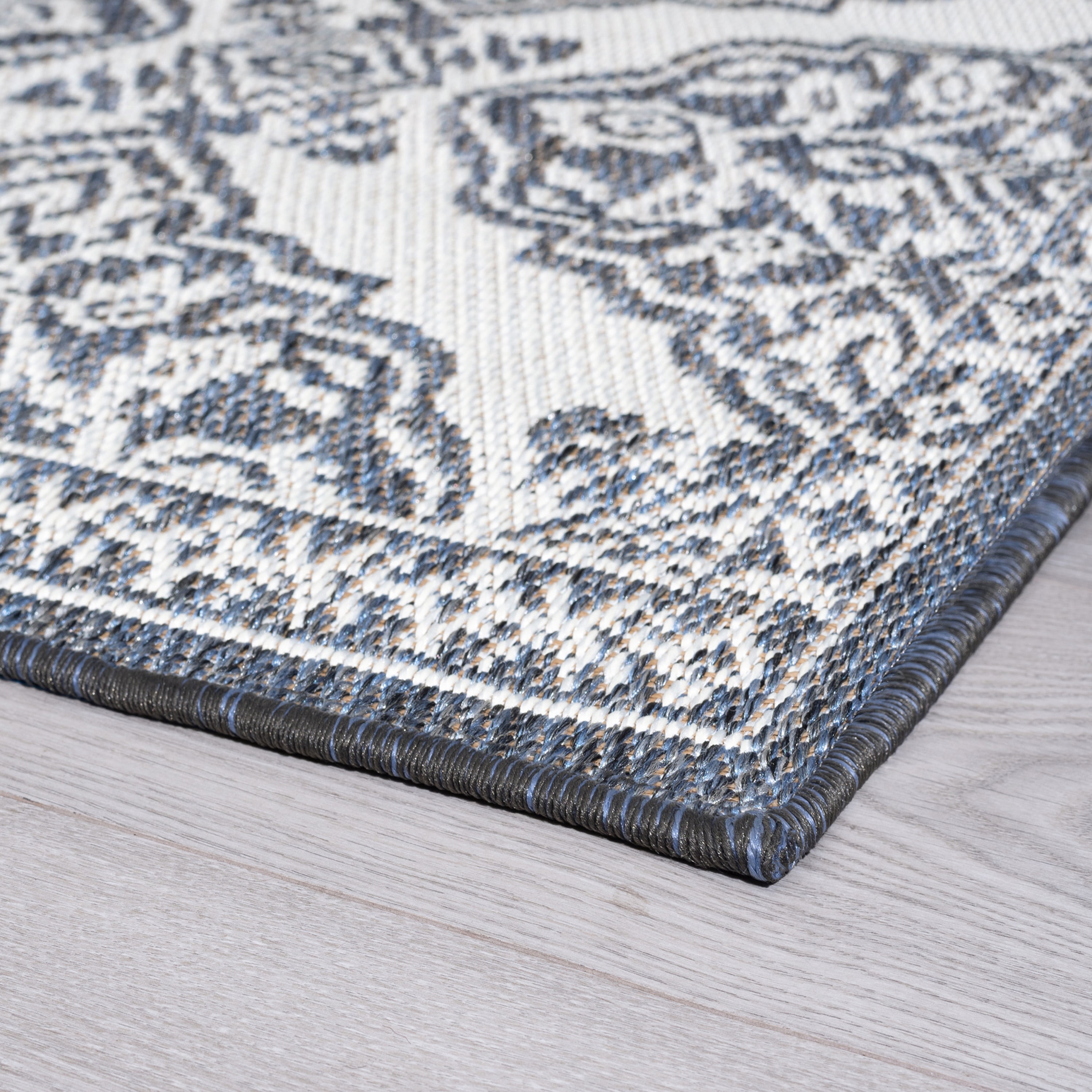 2x8 Water Resistant, Indoor Outdoor Runner Rugs for Patios, Hallway, Entryway, Deck, Porch, Balcony or Kitchen | Outside Area Rug for Patio | Blue, Floral | Size: 2'2'' x 7'3''