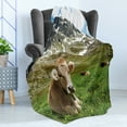 thumbnail image 4 of Cattle Soft Flannel Fleece Blanket, Milk Cows Laying and Relaxing on Green Meadows of Snowy Alpine Mountains Landscape, Cozy Plush for Indoor and Outdoor Use, 60" x 80", Multicolor, by Ambesonne, 4 of 5