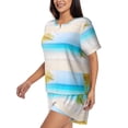 thumbnail image 2 of Kdxio Coconut Palm Tree on Beach Print Pajamas Sets for Women Short-Sleeved Pjs with Lounge Shorts Two Piece Sleepwear S-4XL, 2 of 8