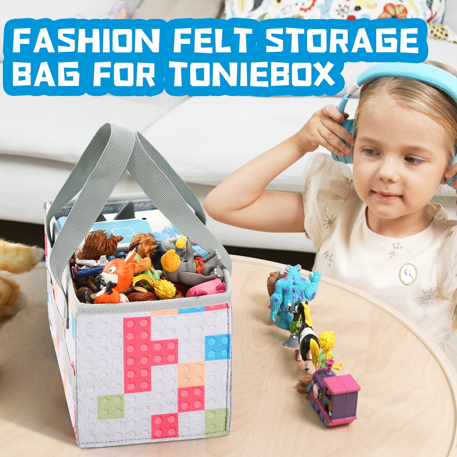 AYAOQIANG Carrying Case for Tonies Starter Set Storage Bag for Tonies Figurine Felt Cloth Musical Toy Folding Bag for Kids Toniebox Accessories Travel Carrying Bag with Handle for Toniebox