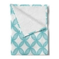 thumbnail image 2 of Turquoise Soft Flannel Fleece Blanket, Geometric Circle Round Oriental Traditional Moroccan Style Simple Pattern Print, Cozy Plush for Indoor and Outdoor Use, 50" x 60", White Blue, by Ambesonne, 2 of 5