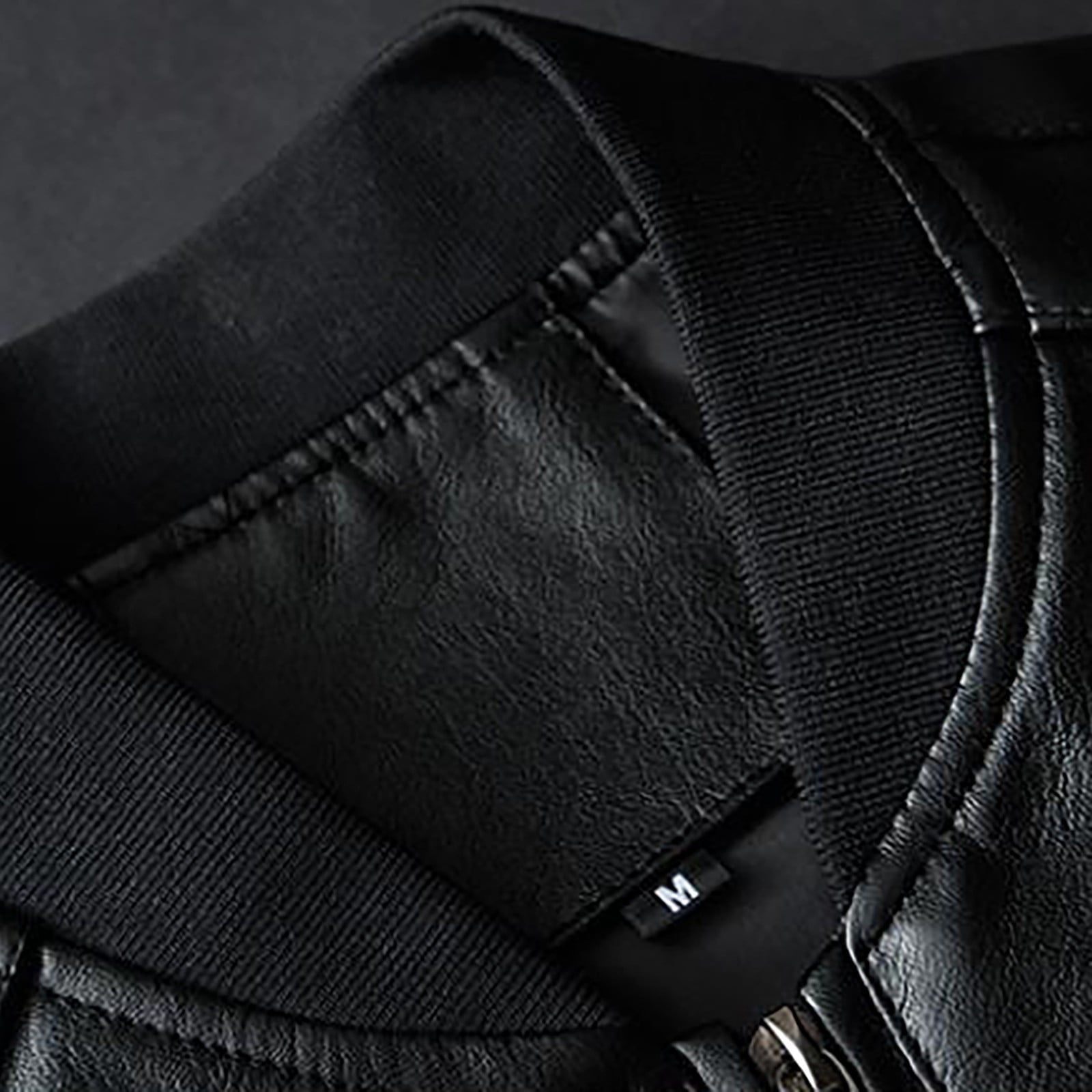 Baberdicy Faux Leather Jacket Mens Casual Baseball Collar Coat Leather Coat, Classic Windproof Outwear Black Xl