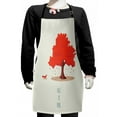 thumbnail image 1 of Fox Kids Apron, Fall is Here Lettering and Autumn Tree Animal, Boys Girls Apron Bib with Adjustable Ties for Cooking Baking Painting, Pale Green Burnt Sienna, by Ambesonne, 1 of 2