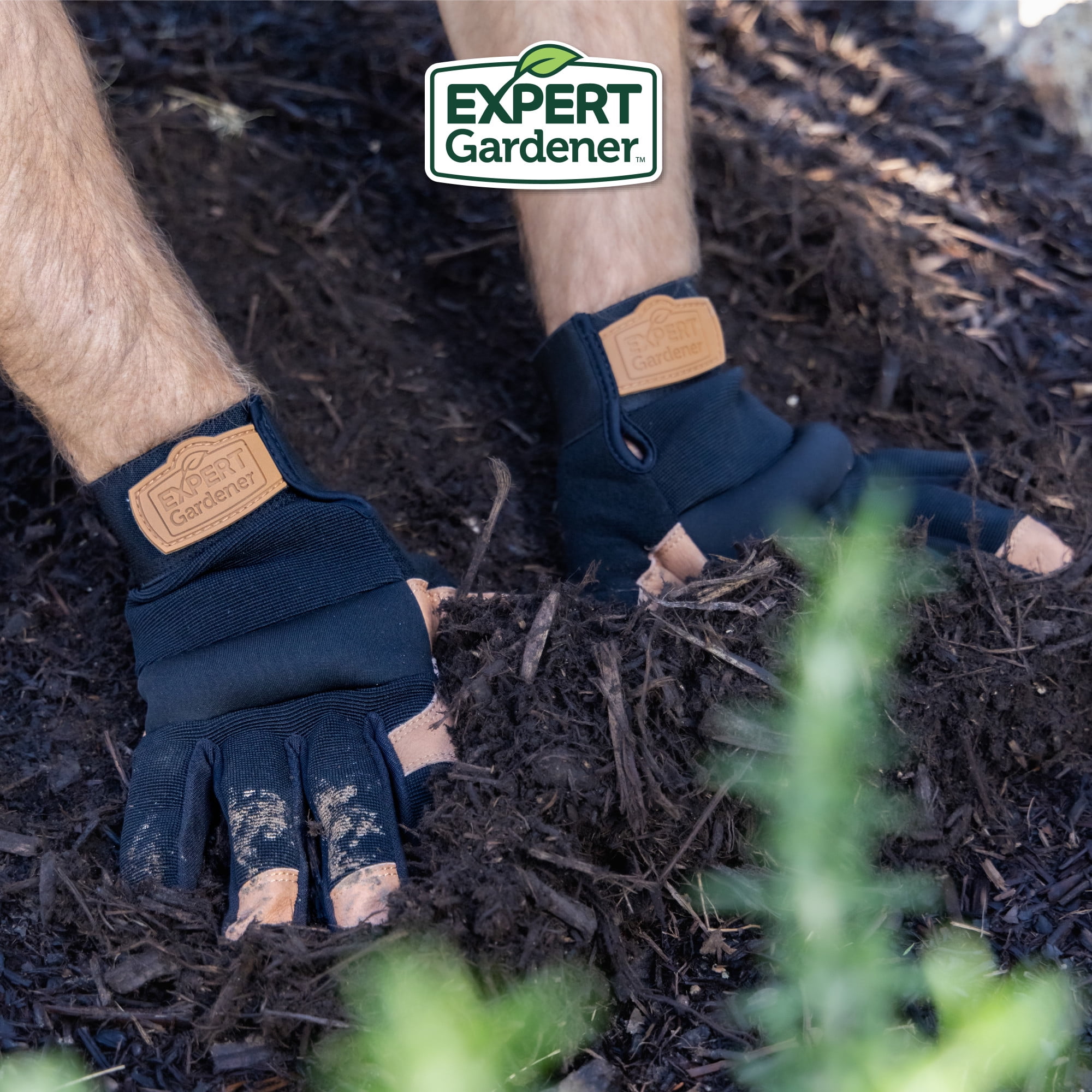 Expert Gardener Mens Pigskin Leather Hybrid Gardening Gloves, Size XL