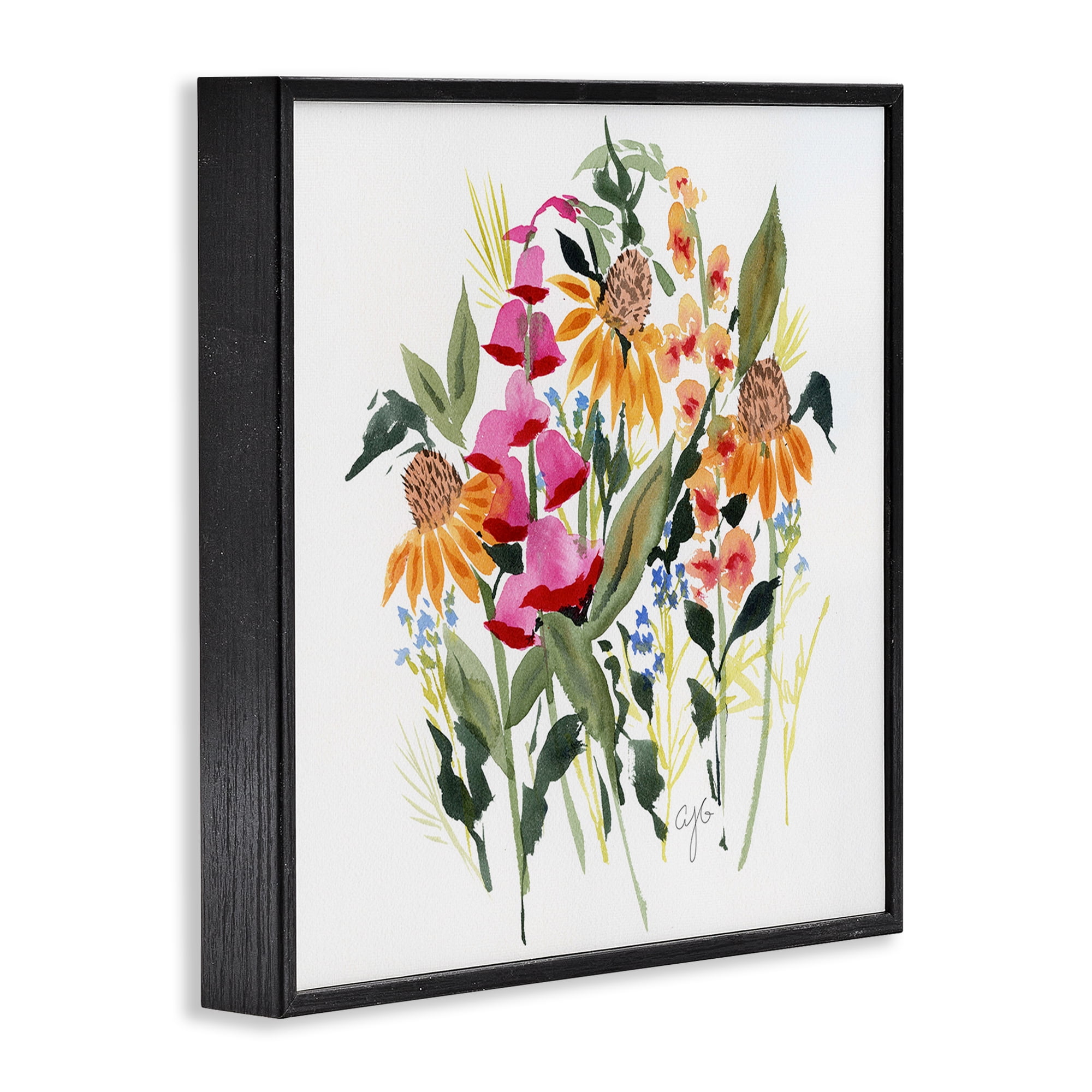 Stupell Industries Abstract Varied Bouquet Botanical & Floral Painting Black Framed Art Print Wall Art, 24 x 24