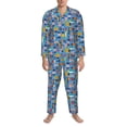 thumbnail image 3 of Lsque Cute Flat Fish Pattern Long Sleeve Pajama Set for Men - Soft 2-Piece Sleepwear and Loungewear Set with Pockets, Comfy Nightwear-X-Large, 3 of 7
