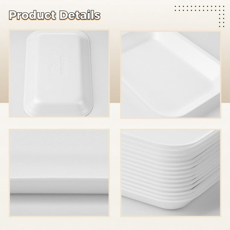 50 Pcs Collages and Crafts Foam Trays, White Foam Meat Tray Food Tray Paint and Ink Mixing