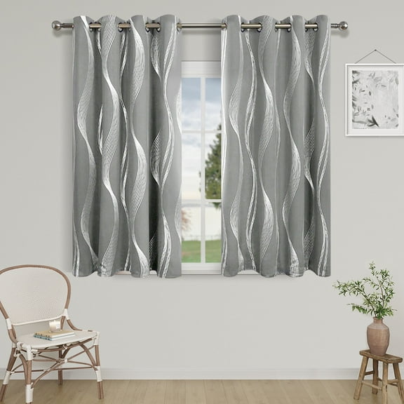 Blackout Curtains - Wave Print, Thermal Insulated, Noise Reducing, Privacy Drapes for Bedroom & Living Room