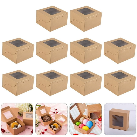 Niceauty Kraft Paper Cake Boxes with Clear Window for Bakery Dessert Packing Assorted Color Stable Structure