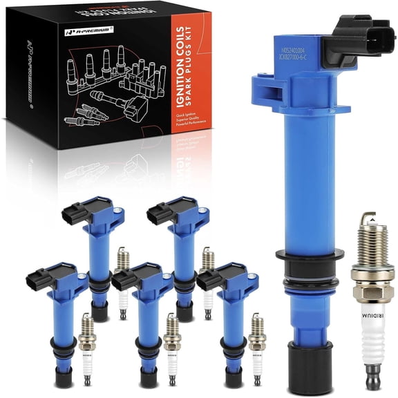 A-Premium (Blue) Set of 12 Ignition Coil Pack and Iridium Spark Plugs Compatible with Jeep Grand Cherokee, Liberty, Commander & Dodge Ram 1500, Durango, Nitro, Dakota & Mitsubishi Raider
