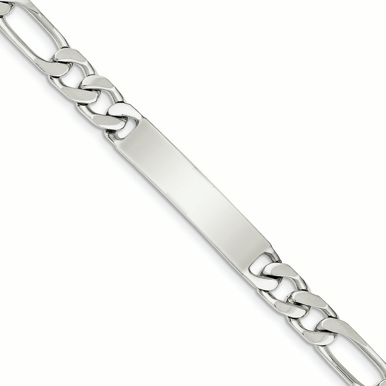 .925 Sterling Silver 7.00MM Antiqued Figaro Link ID Bracelet 7.00 and 8.00 inches
