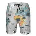 thumbnail image 4 of Naloa The World Map with Cartoon Animals Men's Beach Shorts, Surfing shorts, Swim trunks, Quick Dry Swim Trunks for Surfing Beach Fun - XX-Large, 4 of 9