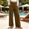 thumbnail image 2 of Sevevn Women's Soft Thick Vertical Rib Wide Leg Casual Pants High Waist Pleated Design With Side Pockets Fall Daily Wear Pants, 2 of 7