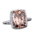 thumbnail image 1 of Big Morganite 4.75 Carat Engagement Ring Diamond Moissanite Handmade 10k White Gold 10mm Cushion Cut, 1 of 6
