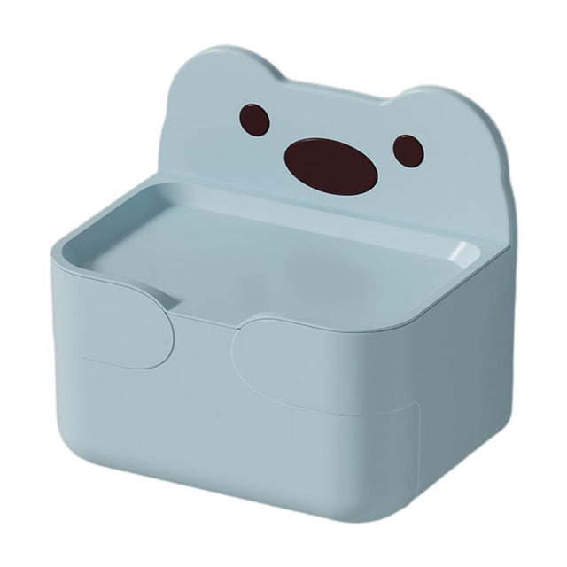 Porta pañuelos, caja de pañuelos, versátil, compacto, estante simple, dispensador de toallas de papel, estante de almacenamiento para decoración de Oso azul