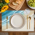 thumbnail image 4 of Teal Blue Beach Coastal Placemats Set of 4, Summer Ocean Nautical Seaside Placemats for Dining Table, Place Mats for Kitchen Tabletop, Waterproof Wipeable Dining Table Mats Set, 4 of 9