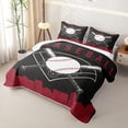 thumbnail image 3 of Erosebridal Baseball Print Boys Twin Quilt Set, Grey Brown Red Twin Coverlet Set, 2 Pieces, 3 of 7