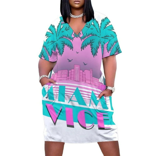 Vestido de fiesta retro de los 80 de Miami Vice para mujer, elegante y hermoso vestido de verano.