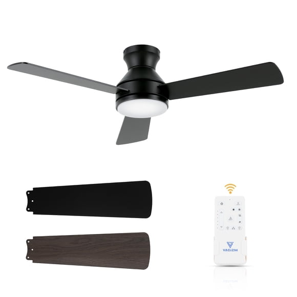 Ventilador de techo Vagizm 107 cm negro con luz y control remoto
