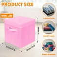 thumbnail image 2 of PinkSheep Collapsible Storage Bins with Lids, Stackable Fabric Cube Storage Organizer Basket Bin with Handles (10.5" x 10.5"), 2 Pack, Pink, 2 of 9