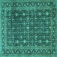 thumbnail image 1 of Ahgly Company Machine Washable Indoor Square Persian Turquoise Blue Traditional Area Rugs, 4' Square, 1 of 4