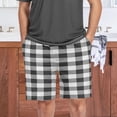 thumbnail image 7 of White and Black Buffalo Plaid Panda Men's Athletic Shorts,Men's Pajama Bottoms for Home and Rest-L, 7 of 7