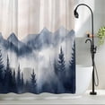 thumbnail image 2 of Blue Forest Mountain Fabric Shower Curtain Watercolor Landscape Washable Shower Curtains for Bathroom, Waterproof Bath Curtain with Hooks Home Decor 72x72in, 2 of 8
