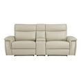 thumbnail image 3 of Pemberly Row 93.5" Contemporary Leather Double Reclining Loveseat in Beige, 3 of 8
