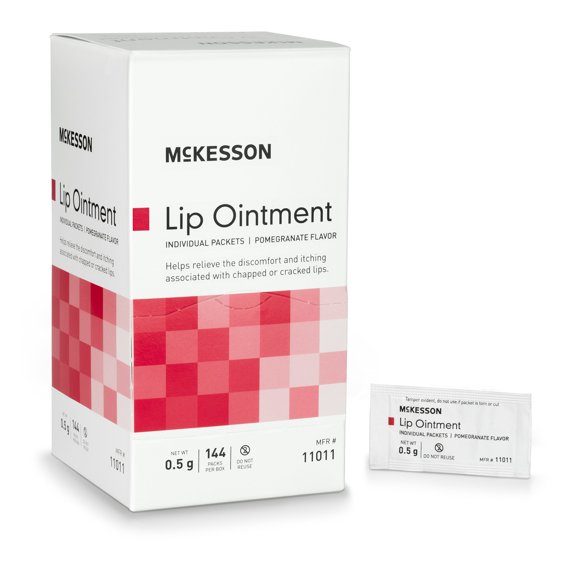 McKesson Pomegranate Lip Balm Packets with Beeswax, Vitamin E, Coconut Oil, and Pomegranate, 0.5 Gram, 144 Count, 1 Pack