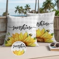 thumbnail image 3 of Sunflowers Bees Outdoor Pillow Covers 26x26 Set of 2,Waterproof Patio Throw Pillowcase Protectors,Grey Check Sunshine Watercolor Floral Decorative Pillow Shams Cushion Covers for Seat Bed Couch Sofa, 3 of 8
