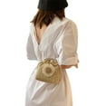 thumbnail image 4 of ZAXARRA Summer Weaving Floral Shoulder Bag Braided Bucket Drawstring Pack, 4 of 4