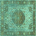 thumbnail image 1 of Ahgly Company Machine Washable Indoor Square Medallion Turquoise Blue Traditional Area Rugs, 5' Square, 1 of 4