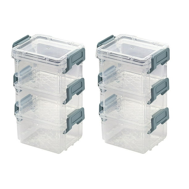 6 cajas de almacenamiento de escritorio transparentes para organizar joyas, apilables, con hebillas de colores aleatorios.