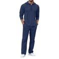 thumbnail image 4 of DHFJKG Tracksuit 2 Piece Set For Men Linen Casual Suit Solid Color Hooded Long Sleeve Pullover Loose Fit Pants Lightweight Versatile Outfit, 4 of 4