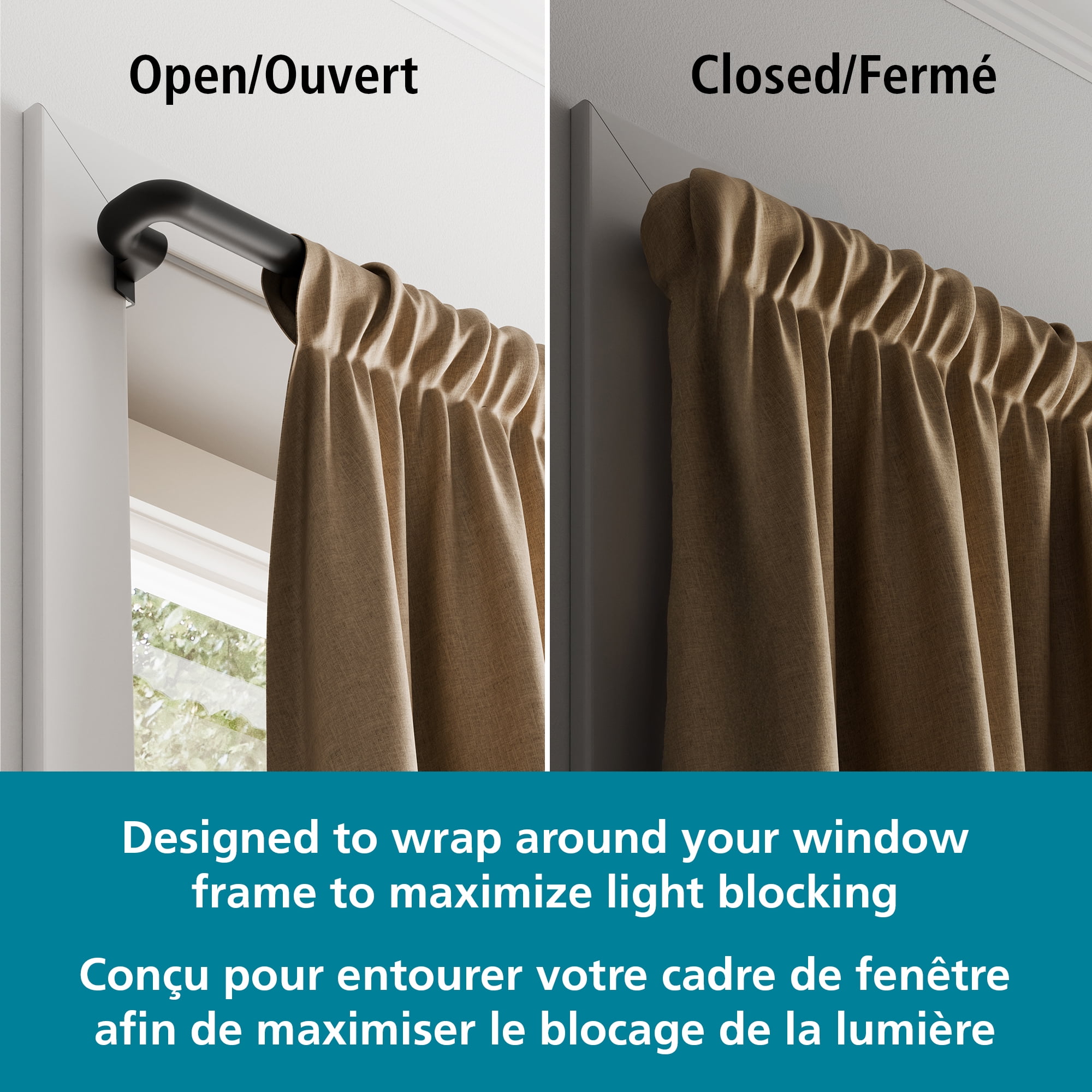 Mainstays Room Darkening Window Curtain Rod, No Drilling, Adjustable, 48" - 84"