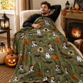 thumbnail image 6 of MInHoues 59×39" Halloween Decorative Throw Blanket, Western Cowboy Ghost and Pumpkin Pattern, Soft Cozy Flannel Plush Blanket for Couch and Bed, Seasonal Fall Home Decor, 6 of 6