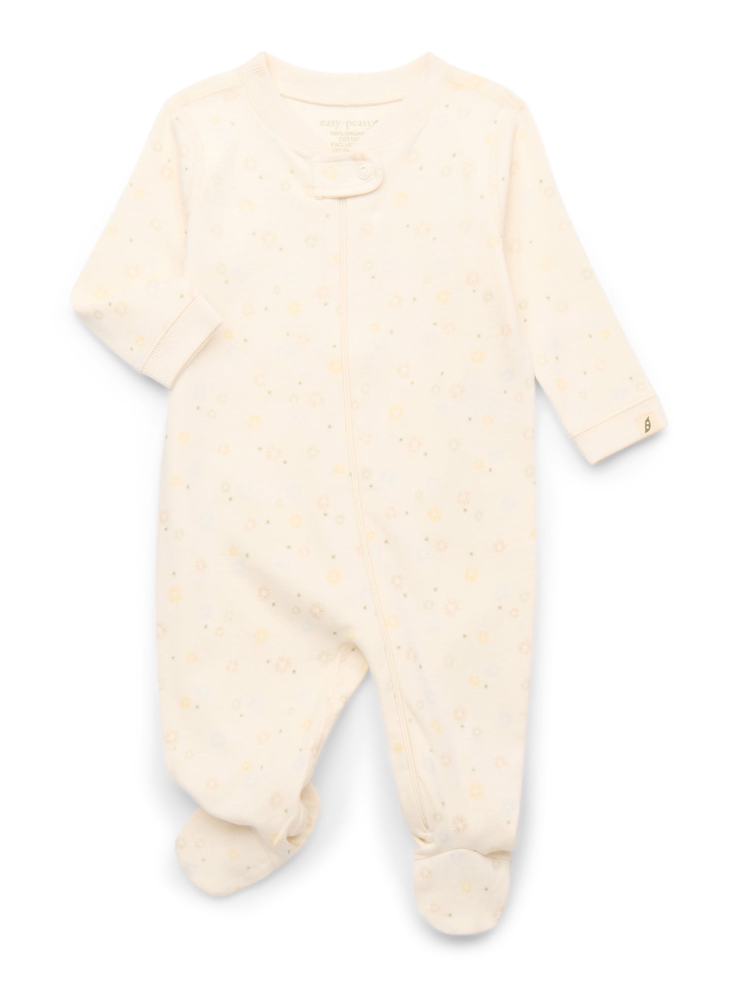 easy-peasy Baby Girls 5-Piece Organic Cotton Pajama Set – Sleeper, Bodysuit, Footed Pants, Hat & Blanket, Sizes 0M–9M
