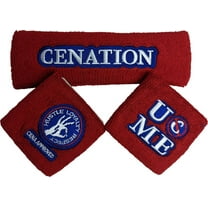 JOHN CENA Red Headband Wristbands Set WWE