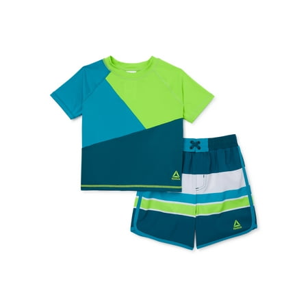 

Reebok Toddler Boy Short Sleeve Rashguard Swim Set 2-Piece Sizes 2T-5T