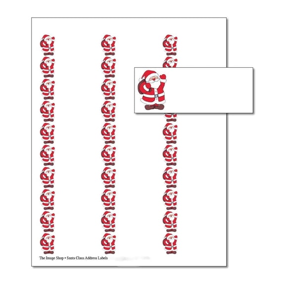 Santa Claus Holiday Printable 30-Up Address Labels - 5 Sheets/150 Labels Total - 1" x 2.625" Sized Labels (oalx07)