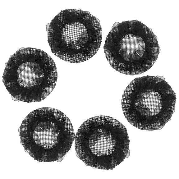 TABLZONE 6-Pack Black Fabric Elastic Bun Hairnets for Women Performers, Ideal for Ballet and Dance