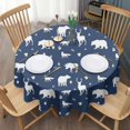 thumbnail image 3 of Dark Blue Christmas Animal Pattern Round Tablecloth 60"x60",Wrinkle Wipeable Table Cloth for Kitchen Dining Room Picnic Patio Party, 3 of 6