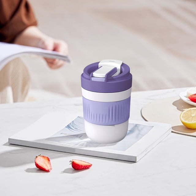 Vaso portátil con pajita para coche, diseño macarrón de doble uso, vaso plegable con pajita, regalo para estudiantes, compañero de viaje, elegante color macarrón, vaso fácil de beber. Blaxill