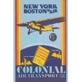 thumbnail image 2 of Unknown 17x24 Black Ornate Wood Framed with Double Matting Museum Art Print Titled - Colonial Air Transport - New York to Boston by Air, 2 of 4