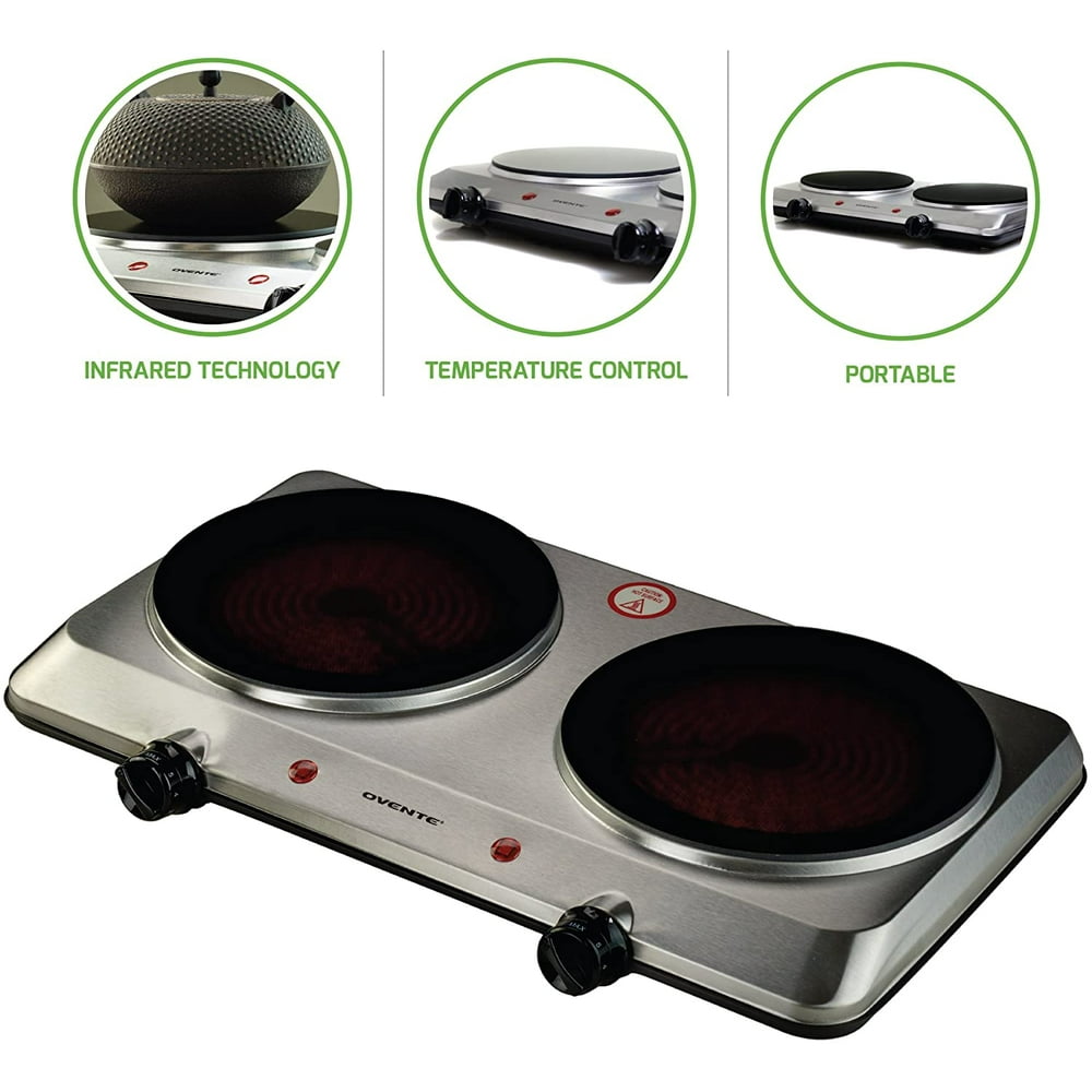 Ovente 1500W Double Hot Plate Electric Countertop Infrared Stove 7.5