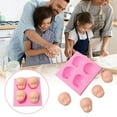 thumbnail image 4 of 4-Cavity Silicone Doll Face Mold - Baking Fondant, Chocolate, Polymer Clay Craft Tool, Heat-Resistant, 4 of 6