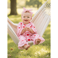 thumbnail image 5 of BemeyourBBs Newborn Baby Girl Valentine Day Outfits Rose Heart Romper Ruffle Long Sleeve Jumpsuit with Headband Flare Pants Spring Clothes, 5 of 9