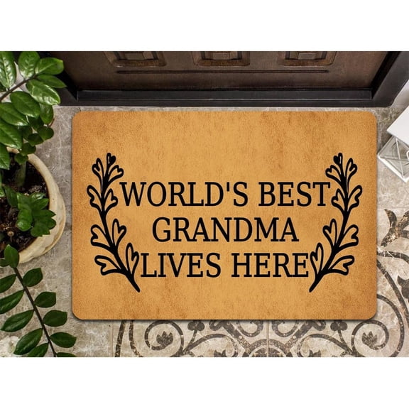 World's Best Grandma Lives Here Mats for Front Door Entry Front Porch Doormat Non-Slip Carpet Rugs Floor Mat Decorative for Home Bathroom Kitchen Indoor 18x30 Inch