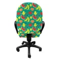 thumbnail image 3 of Fruit Office Chair Slipcover, Summer Time Layout of Watermelon Bananas Peach Pears Strawberries and Lemons, Protective Stretch Decorative Fabric Cover, Standard Size, Shamrock Green, by Ambesonne, 3 of 5